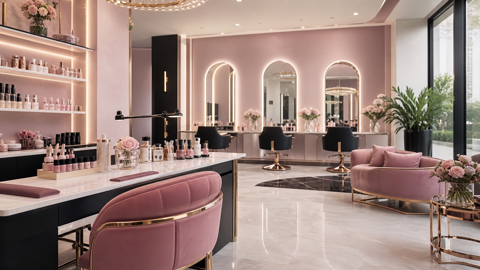 A softly lit beauty studio