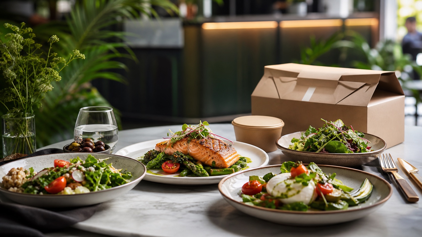 Freshly prepared restaurant dishes